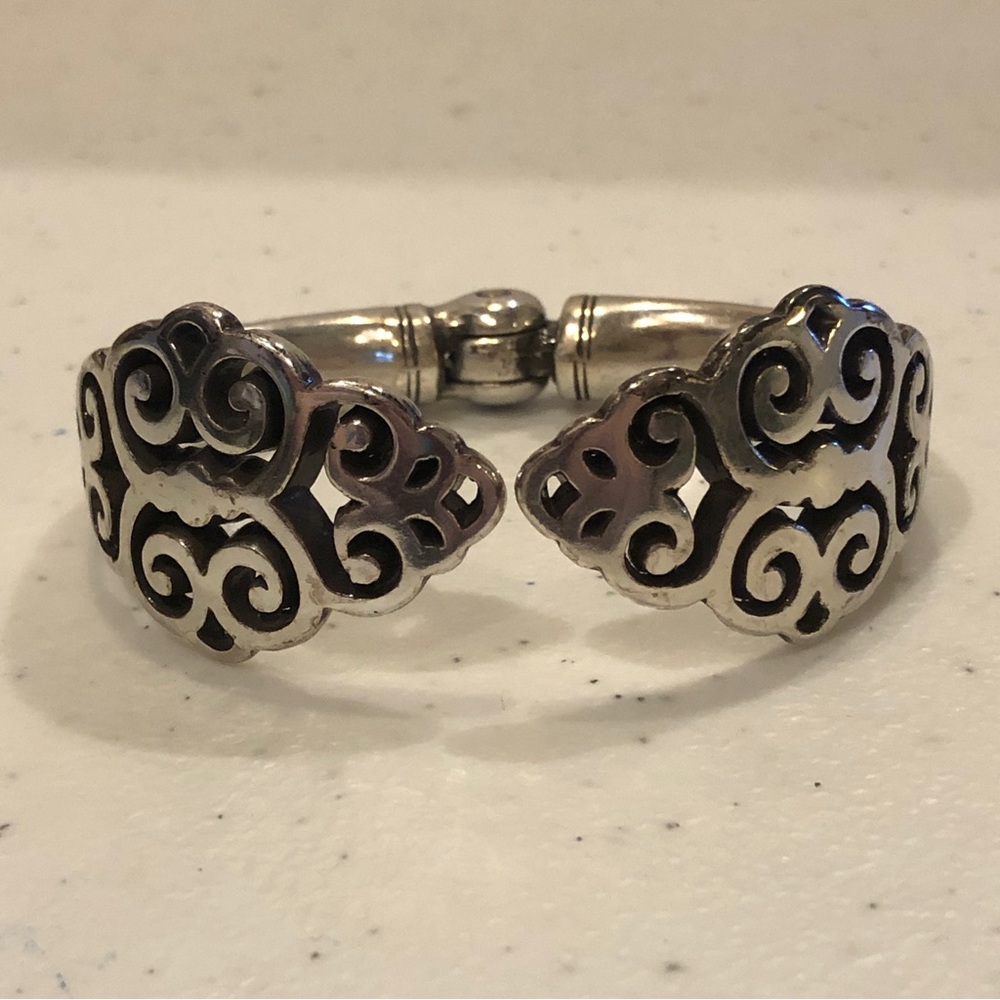 Brighton Hinged “Geneva” Bangle Bracelet, open swirl / scroll cut out design